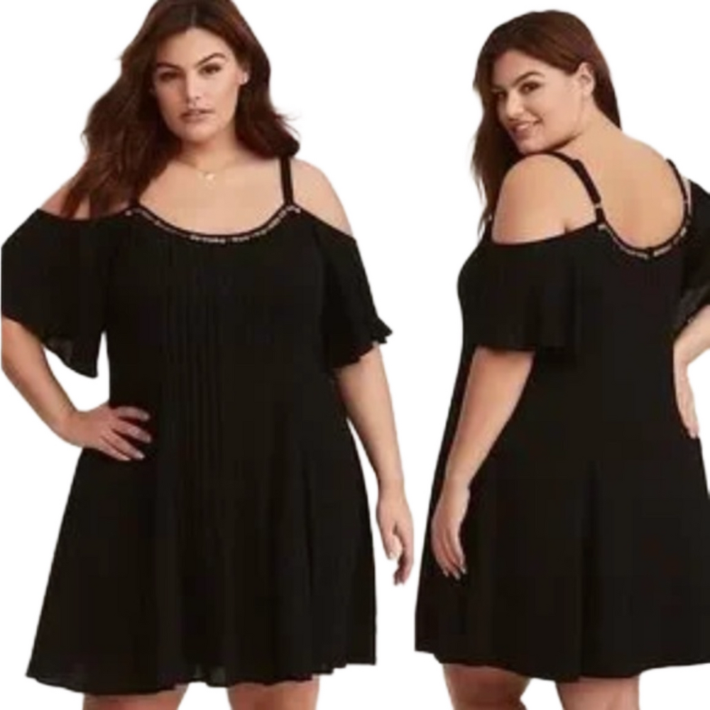 torrid Black Cold-Shoulder Midi Dress